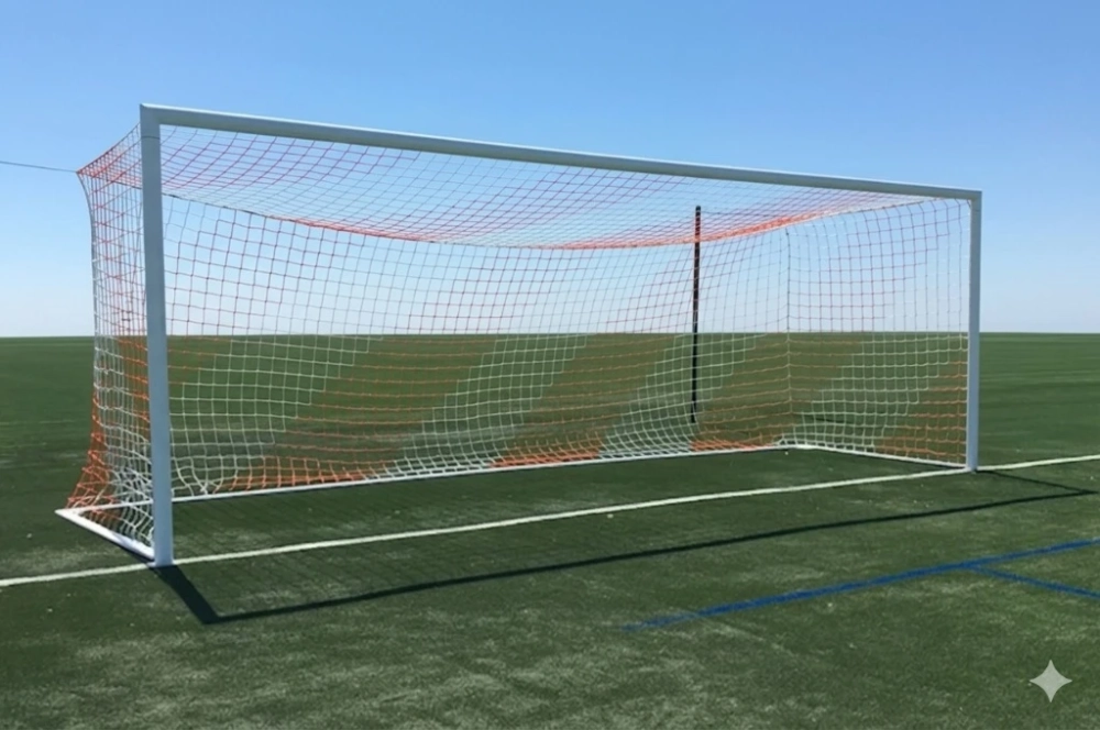 Filet 11 joueurs européen - 3mm - maille 145 mm bicolore - avec noeud